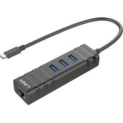 USB Hub Lindy USB 3.1 Hub & Gigabit Ethernet Adapter USB Type C
