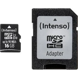 Κάρτα Μνήμης microSDHC 16GB Intenso Professional -90MB/s Cl10 UHS-I +AD