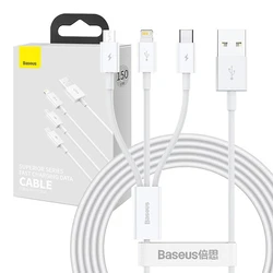 Baseus Superior Series Regular USB to Lightning / Type-C / micro USB Cable 3.5A White 1.5m (CAMLTYS-02)