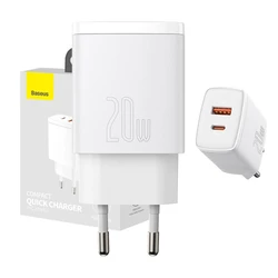 Φορτιστής Πρίζας Baseus Compact Quick , USB, USB-C, 20W (white)
