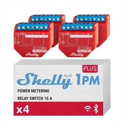 Ενδιάμεσος Διακόπτης Shelly relay "1PM Gen4 pack of 4" max 16A 1 channel measuring function WLAN Matter Zigbee Bluetooth