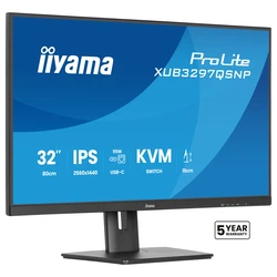 Monitor 32" Iiyama XUB3297QSNP-B1 IPS 2560x1440 350cd/m USB-C Dock LAN/95W PD/DP-OUT USB 3x3.2+1xC 1ms
