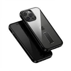 Θήκη Κινητού GUAN 10H Hartglas with Kickstand for iPhone 16 Pro Max, Transparent/Black, GA-MAGCS-IP24-BLS69BLK