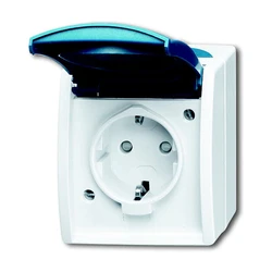 Πρίζα Ρεύματος Busch-Jaeger Ocean - Single with Hinged Cover - (AP) *Gray/Blue-green*