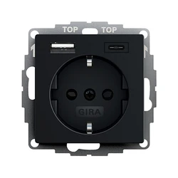 Πρίζα GIRA 2459005 SCHUKO SH USB voltage supply. 2f Type A/C System 55 Black m