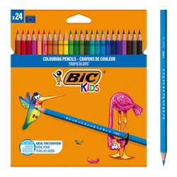 BIC σετ χρωματιστές ξυλομπογιές Kids Tropicolors, εξάγωνες, 24τμχ