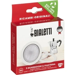 Bialetti Ricambi 3 Ανταλλακτικές φλάντζες + 1 φίλτρο για 3–4 φλιτζάνια