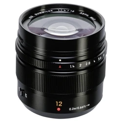 Panasonic Lumix G Leica DG Summilux 12mm f/1.4 Asph. Wide Angle Lens for Micro Four Thirds (MFT) Mount - Black