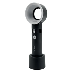 Επαναφορτιζόμενος Mini Bladeless Ανεμιστήρας Life Aella Black Χειρός 3w