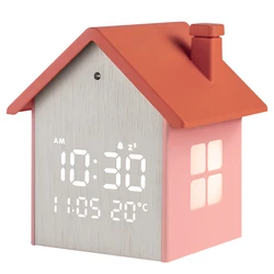 Ψηφιακό Ρολόι / Ξυπνητήρι Life Tiny House Peach Σπιτάκι Με Οθόνη Led Και Φωτάκι Νυκτός