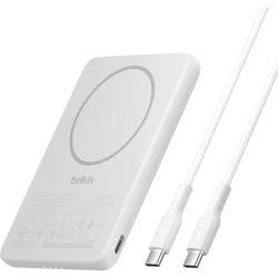 Belkin BoostCharge Slim Magnetic MagSafe Power Bank 5000mAh with USB-C Port White
