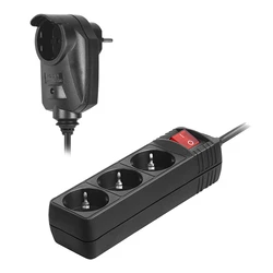 Πολύπριζο 3+1 Θέσεων Με Προστασία Υπέρτασης, Διακόπτη On/Off Και Καλώδιο 1.5m Σε Μαύρο Χρώμα