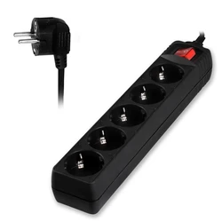 Πολύπριζο 5 Θέσεων Με Διακόπτη On/Off Και Καλώδιο 3m Σε Μαύρο Χρώμα