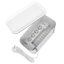 Κουτί Οργάνωσης Καλωδίων Sonora με Πολύπριζο 5 θέσεων & 3 θύρες USB, Λευκό