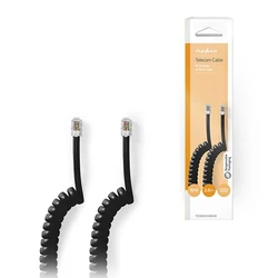 Καλώδιο Τηλεφώνου Nedis σπιράλ (ακουστικό συσκευής) RJ10 αρσ. - RJ10 αρσ. 2.00m., Μαύρο