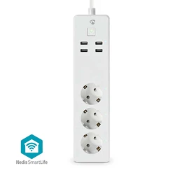 Πολύπριζο Nedis WiFi Smart 3 θέσεων και 4 θυρών USB.