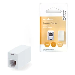 Μούφα Nedis RJ11 6x4 θηλ. - θηλ., σε λευκό χρώμα.