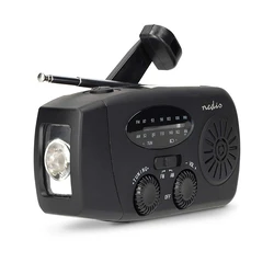 Φορητό Ραδιόφωνο Nedis έκτακτης ανάγκης, ηλιακό πάνελ, μανιβέλα, φακό και powerbank.