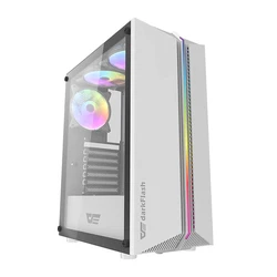 Darkflash DK151 Gaming Midi Tower Case with Side Window and RGB Lighting - White