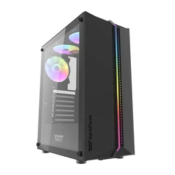 Darkflash DK151 Gaming Midi Tower PC Case with Side Window and RGB Lighting - Black