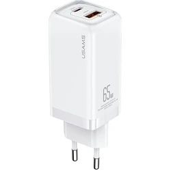 USAMS Wall Charger 1xUSB-C+1xUSB T47 65W PD Fast Charging Super Si white CC153TC02 (US-CC153)