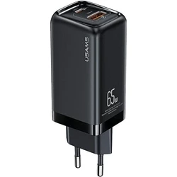 USAMS Wall Charger 1xUSB-C+1xUSB T47 65W PD Fast Charging Super Si black CC153TC01 (US-CC153)