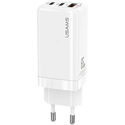 USAMS Wall Charger MT 2xUSB-C+USB GaN 65W T33 PD Fast Charging white CC110TC02 (US-CC110)