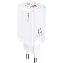 USAMS Wall Charger T41 USB-C+USB GaN 47W PD+QC Fast Charging white CC137TC02 (US-CC137)