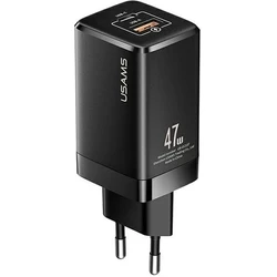 USAMS Wall Charger T41 USB-C+USB GaN 47W PD+QC Fast Charging black CC137TC01 (US-CC137)