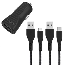 Φορτιστής Αυτοκινήτου Energizer DC2BLCMM 2.4A 2USB +USB-C +Micro Cable Black