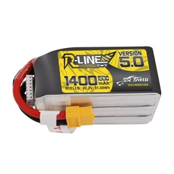 Tattu R-Line V5 Li-Po Battery 22.2V 1400mAh 150C 6S XT60 for Drone (TA-RL-150C-1400-6S1P)