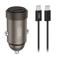 Φορτιστής Αυτοκινήτου XO Universal USB-C και με αποσπώμενο Καλώδιο, Γκρι