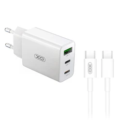 Φορτιστής Πρίζας XO Universal με 3 εξόδους, 1xUSB-A & 2xUSB-C και Καλώδιο USB type-C, 20W Λευκό