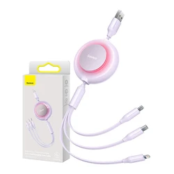 Καλώδιο USB Baseus Bright Mirror 2 3-in-1 USB 3-in-1 for micro USB/USB-C/Lightning 3.5A 1.1m (Purple)