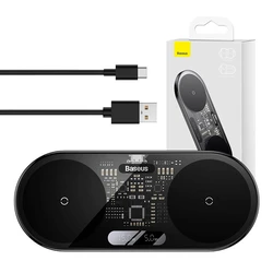 Ασύρματος Φορτιστής Dual Qi Baseus Digital LED Display 20W