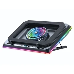 Conceptronic THYIA04B Cooling Pad για Laptop έως 19" με 1 Ανεμιστήρα και Φωτισμό, Ασημί