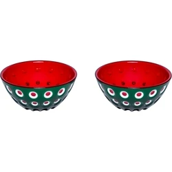 Guzzini Le Murrine 2-Piece Bowl Set Ø12 cm Emerald green / White / Red