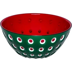 Guzzini Le Murrine Bowl 25 cm - Emerald green / white / red