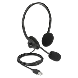 Multimedia Headsets Delock με μικρόφωνο 27178, stereo, USB, volume control, μαύρα
