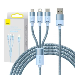 Καλώδιο USB 3in1 Baseus StarSpeed Series USB-C Micro Lightning 3 5A 1.2m (Blue)
