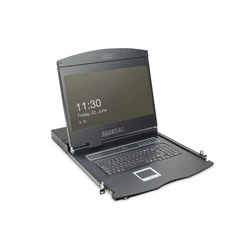 DIGITUS Κονσόλα 19" 1U TFT με Γερμανικό πληκτρολόγιο, 8 θύρες, Touchpad, Μαύρο