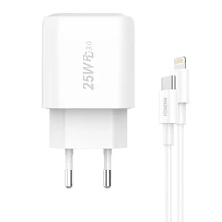 Φορτιστής Πρίζας Fast Foneng 1x USB EU40 + USB C to Lightning cable