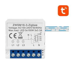 Ενδιάμεσος Διακόπτης Smart ZigBee Avatto ZWSM16-W3 TUYA