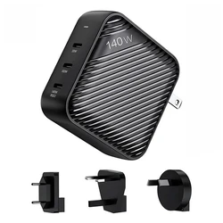 Φορτιστής Πρίζας INVZI GanHub 3x USB-C, 140W, EU/UK/AU/US (black)