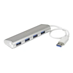 USB Hub StarTech Compact 3.0 with Built-in Cable - Aluminum - Silver - 4 ports