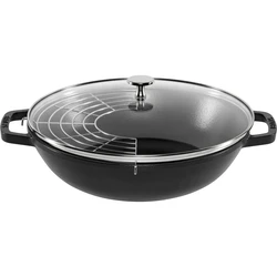Staub Τηγάνι Wok από Χυτοσίδηρο 30 εκ. με Καπάκι, Μαύρο