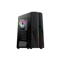 Aerocool Mecha ARGB Gaming Midi Tower Κουτί Υπολογιστή με Πλαϊνό Παράθυρο Μαύρο