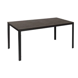 Metal Catering Table with Wood-Effect Top (HDPE) - 156x78x74 cm