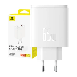 Φορτιστής Πρίζας Baseus OS-Cube Pro 2xUSB-C + USB, 65W (white)