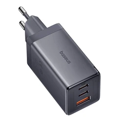 Φορτιστής Πρίζας Baseus GaN5 2x USB-C + USB, 65W + cable 1m (grey)